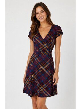 ModCloth Plaid Purple Blue Mini Dress L